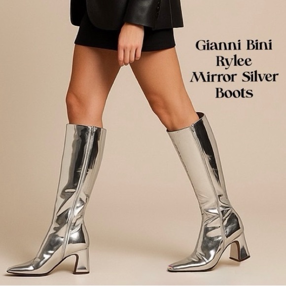 Gianni Bini Shoes - NEW (no box) Gianni Bini Rylee Mirror Metallic tall silver boots